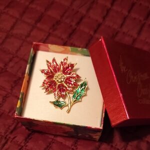 Elegant Poinsettia Brooch with Gold Accents
